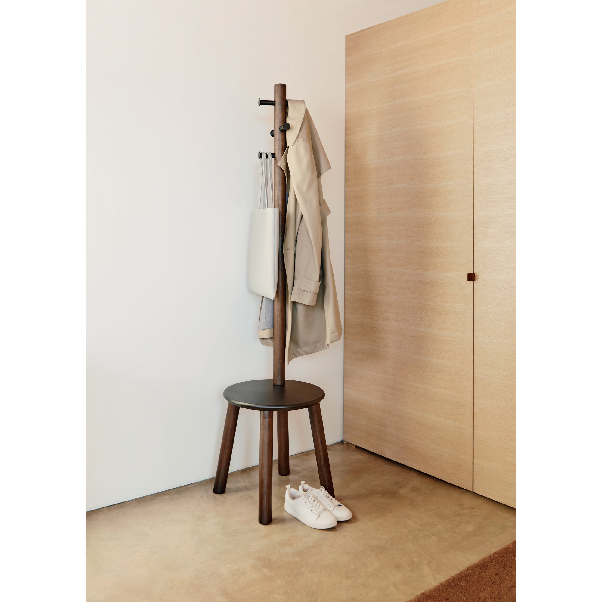 6 - Hook Freestanding Coat Rack, Walnut