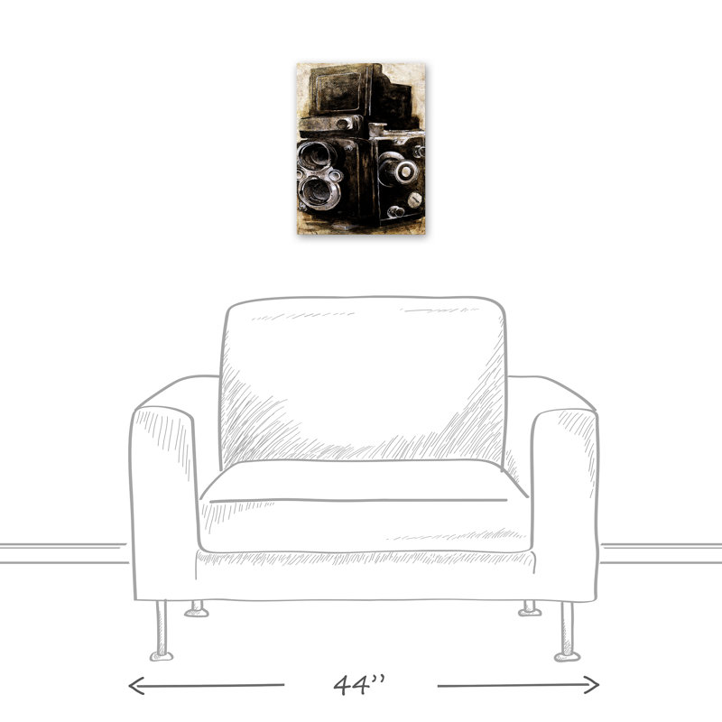 Appareil photo rétro sur toile, H 16 po x l 12 po x P 1,25 po, Sans cadre