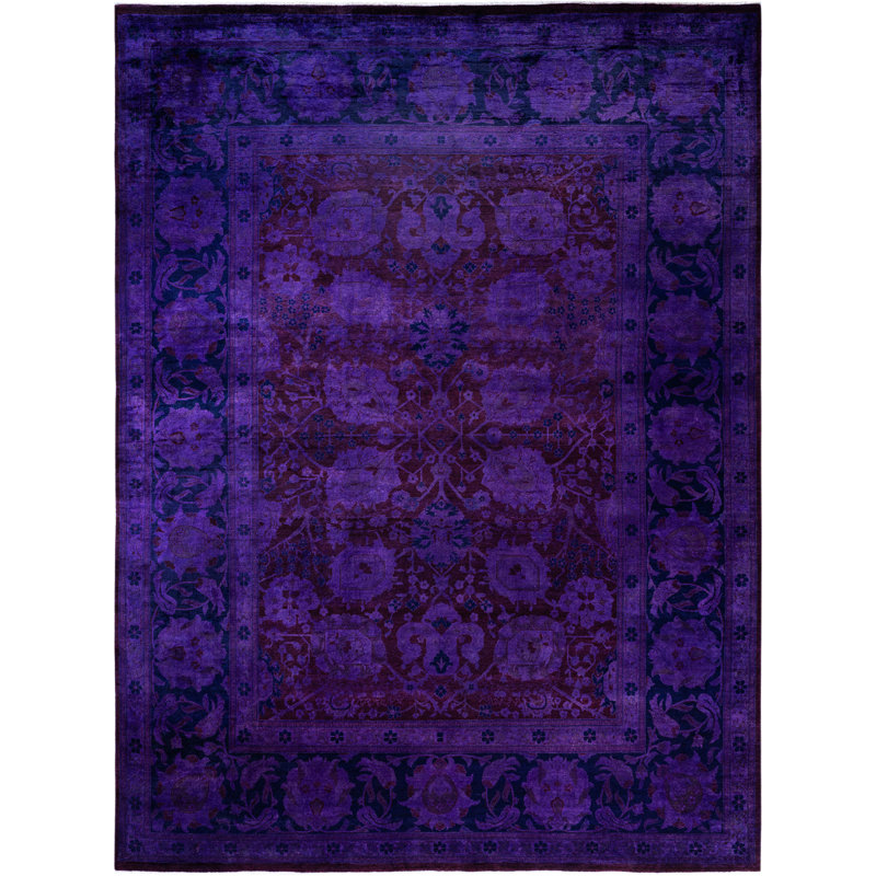 Overdyed Hand-Knotted Wool Modern-Contemporary Purple Area Rug 9' 2" x 12' 0"