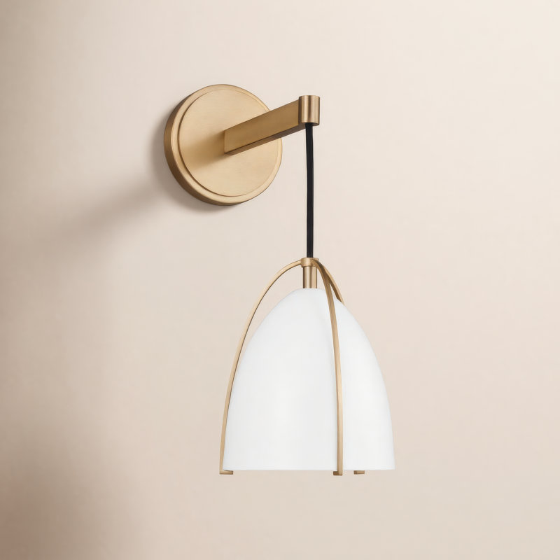 Norman 1 - Light Bath Sconce, Satin Brass, No, Steel Matte White