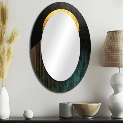 Geometric Art Decor Essential Forms IV - Gold Modern Oval Wall Mirror