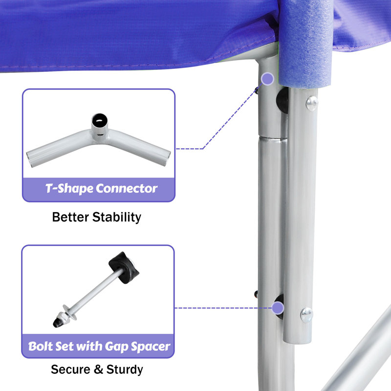 Trampoline with Safety Enclosure Net, Slide and Ladder Recreational Trampoline, Purple