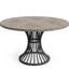 Table de salle à manger campagnarde ronde de 47 pouces avec base en sablier, finition en bois gris pour les intérieurs rustiques modernes
