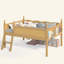 Lit mezzanine avec garde-corps pleine longueur, lit mezzanine bas en bois massif avec échelles et tablette à côté, forme chic et conception à profil bas-1172690132-1172690134