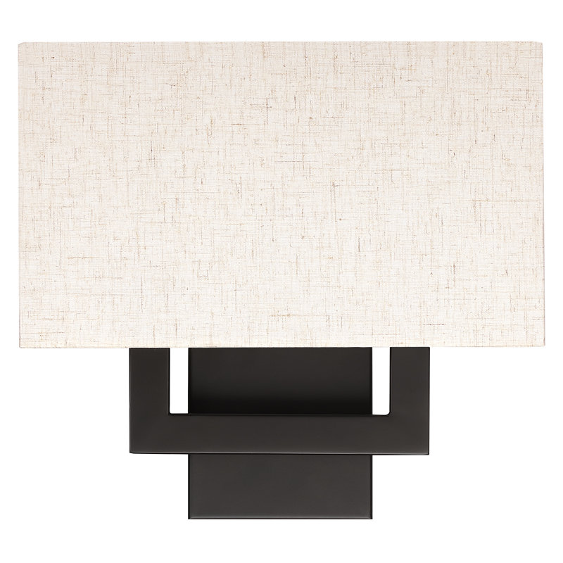 Christine 2-Light Hardwired Dimmable Wall Sconce, Dark Bronze, Oatmeal