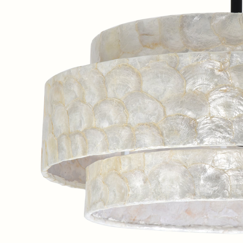 Lustre cylindrique en coquille de Capiz 19 lumières 5 lumières 19,7 pouces, Black