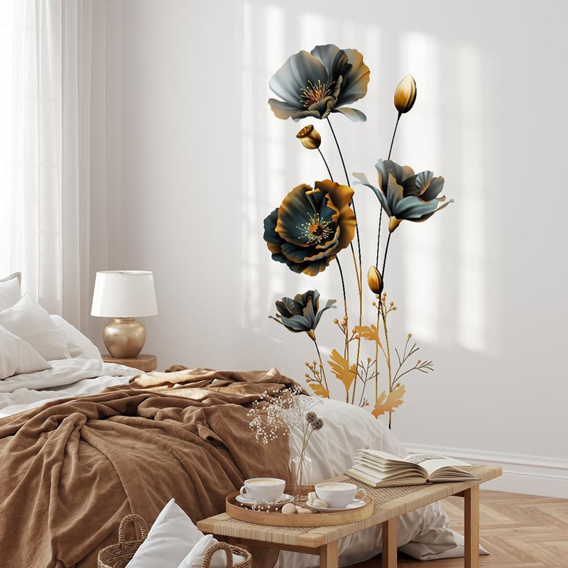 Autocollants muraux modernes à motif floral multicolore amovible