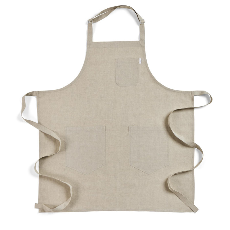 Linen Bib Apron - 100% Pure Linen Apron, Natural