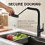 Robinet de cuisine à cascade avec douchette extractible, robinet d'évier de cuisine à poignée simple avec douchette extractible, robinet de cuisine rotatif à 360 °-125507868