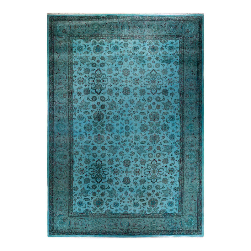 Tapis bleu noué à la main de conception unique Holsworth - bleu