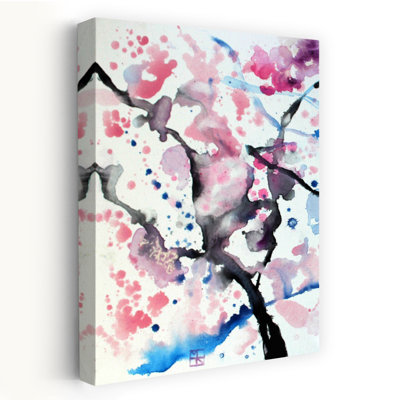 Contemporary Art Ethereal Romantic Abstract Cherry Spring Tree Wall Art by Marina Nelson - Wrapped Canvas Print
