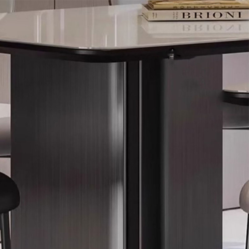 Luxury-style black granite dining table, 29.5"H x 70.8"L x 35.4"W