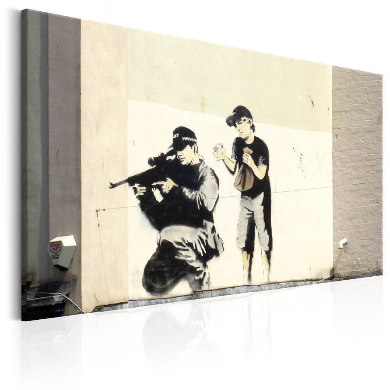 Sniper And Child By Banksy - No Frame Print on Canvas