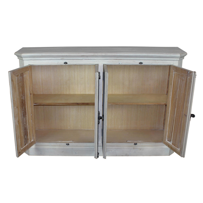 Console en bois massif 60 ", Gris clair / Blanc