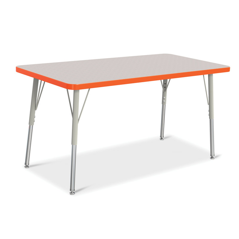 Table rectangulaire Berries, Pieds standards pour adultes 24 po - 31 po, Gris avec orange, 24" x 36"