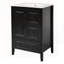 Meuble-lavabo noir élégant avec lavabo, tiroirs à fermeture en douceur et armoire pour un rangement efficace et une conception élégante
