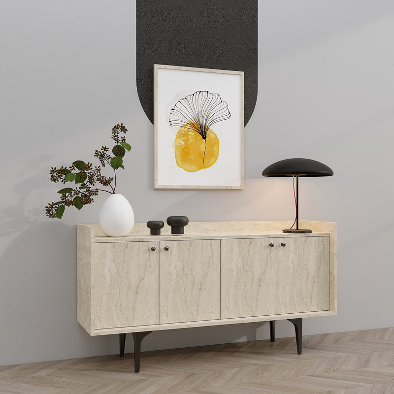 Emerald 80cm Sideboard, Travertine