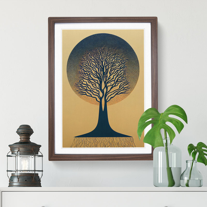 Antique Tree No.5 - Single Picture Frame Print, 64cm H x 46cm W x 2cm D, Walnut Framed