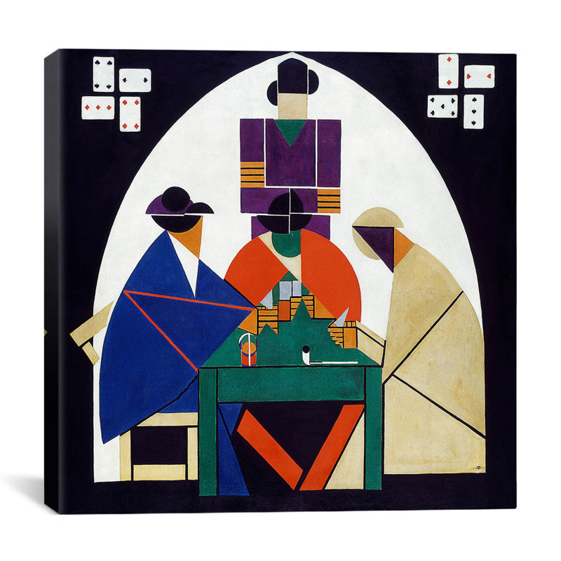 « card players » par theo van doesburg, reproduction d’art sur toile, H 37 po x l 37 po x P 0,75 po