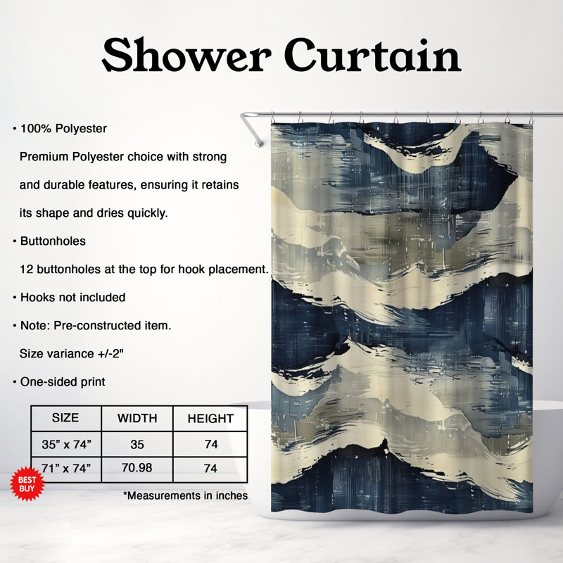 Rideau de douche Blue Swirls - Premium, H 74 po x l 71 po