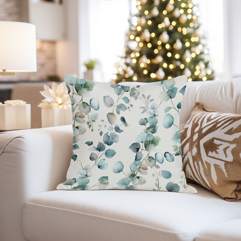 Botanical Eucalyptus Leaves Pattern I Pillow Cover, 20"H x 20"W