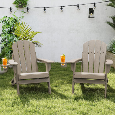Chaise Adirondack pliante en HDPE avec porte-gobelet (ensemble de 2)