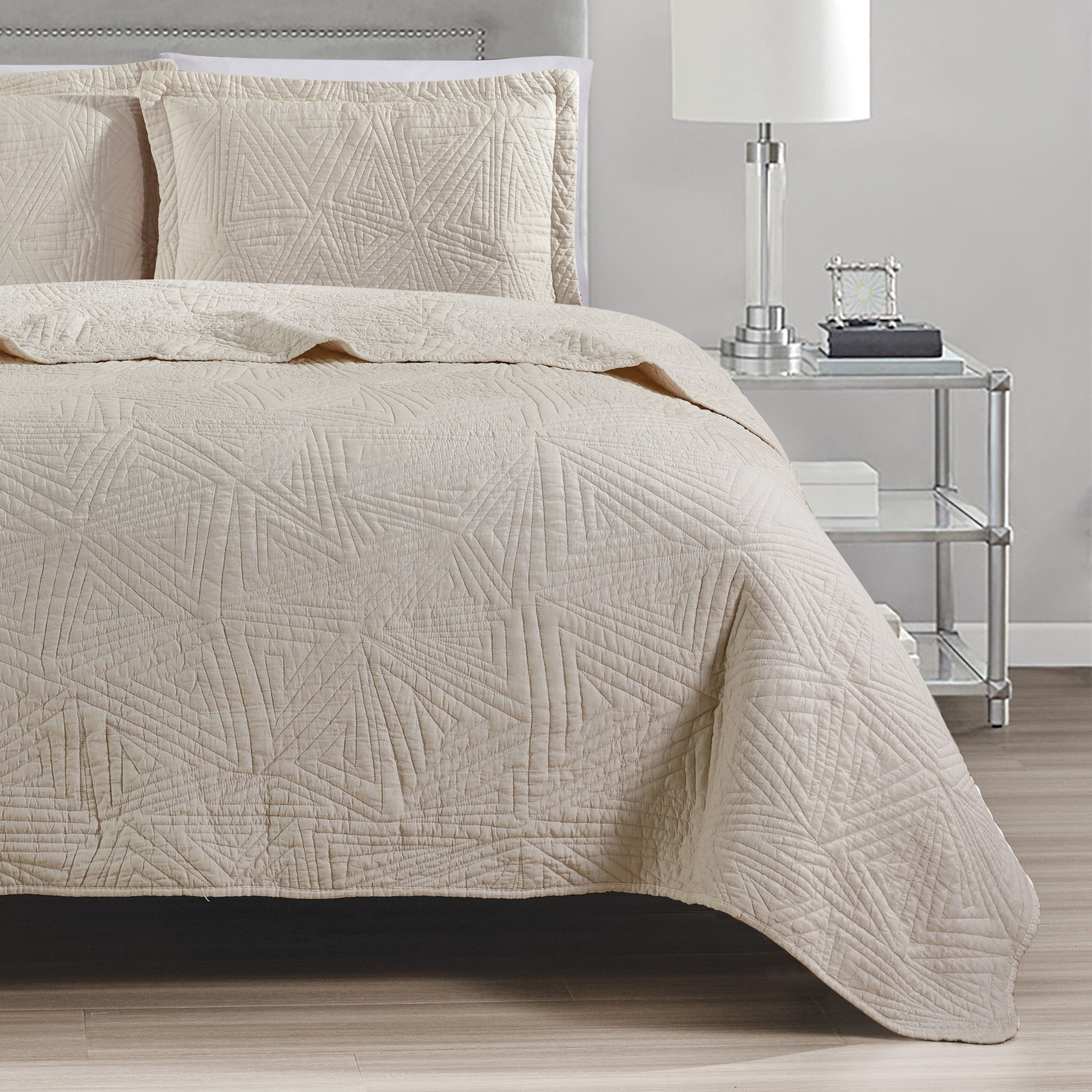 Basil Quilt Set, Taupe, Full/Double Quilt