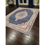 Oriental Area Rug in Stonewash Blue