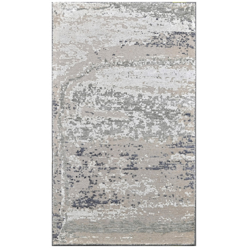 High-Quality Hand-Knotted Ivory And Black Area Rug