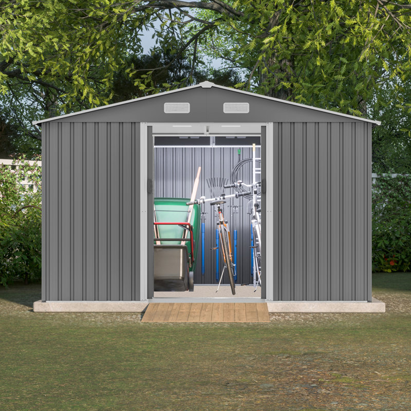 Édifice extérieur en métal, verrouillable, abri de fondation à colorier gris pour le jardin
