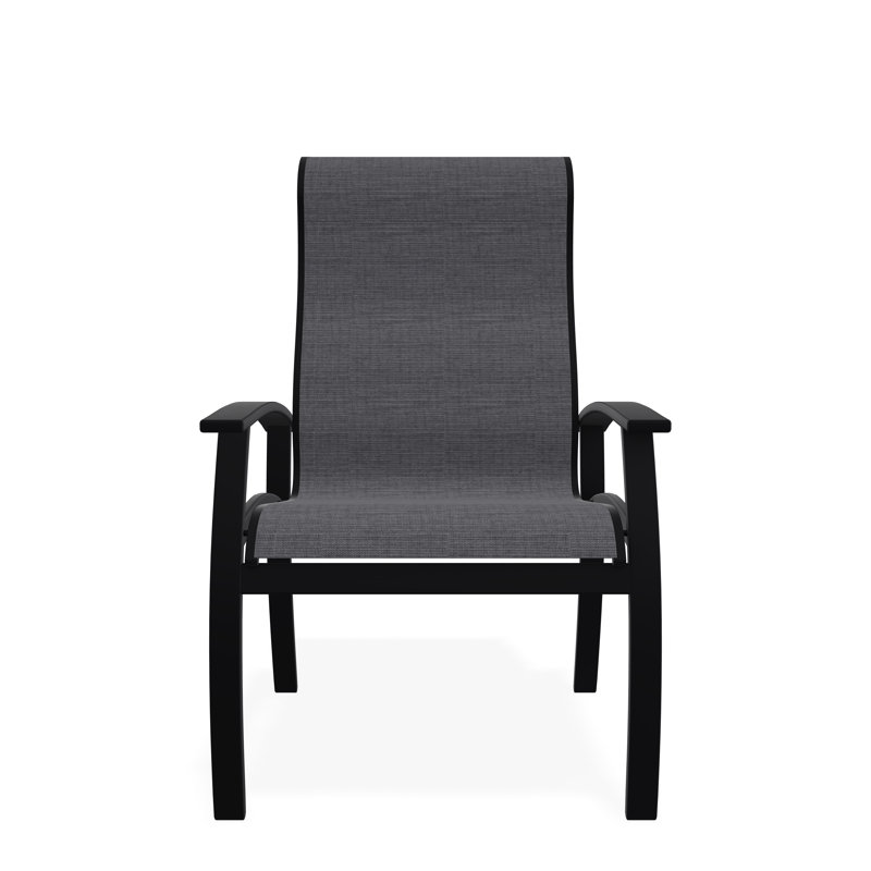 Belle Isle Outdoor Dining Armchair, Augustine Pewter, Black