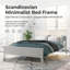 Structure de lit plateforme en bois massif blanc avec tête de lit à très grand lit, base de lit scandinave minimaliste en bois sans sommier, cadre de lit de ferme-1984258618-2004693984