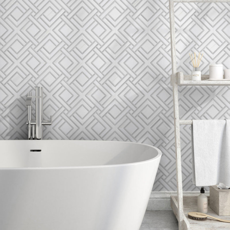 12" x 12" Straight Edge Marble Mosaic Wall Floor Use Tile