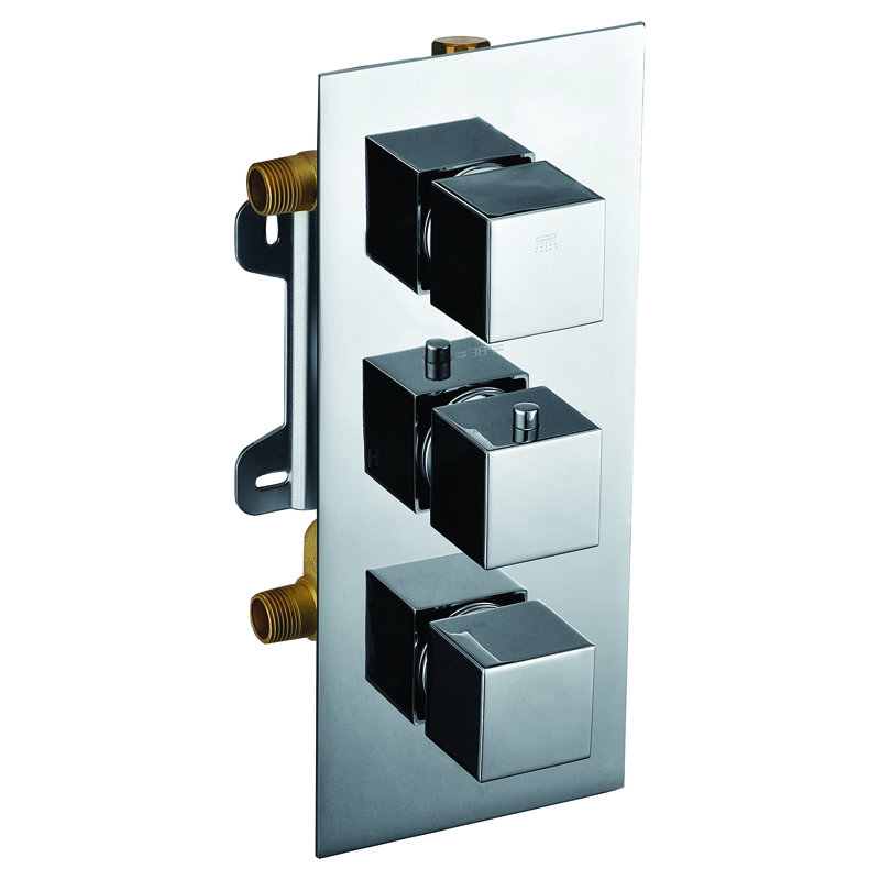 Mélangeur de douche thermostatique carré, Chrome poli