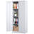 71"H Metal Garage Storage Cabinet, White Tool Steel Locking Cabinet With Doors And 3 Adjustable Shelves, Tall Cabinets For Garage Storage Systems Lockable File Cabinet For Home Office,Classroom,Pantry