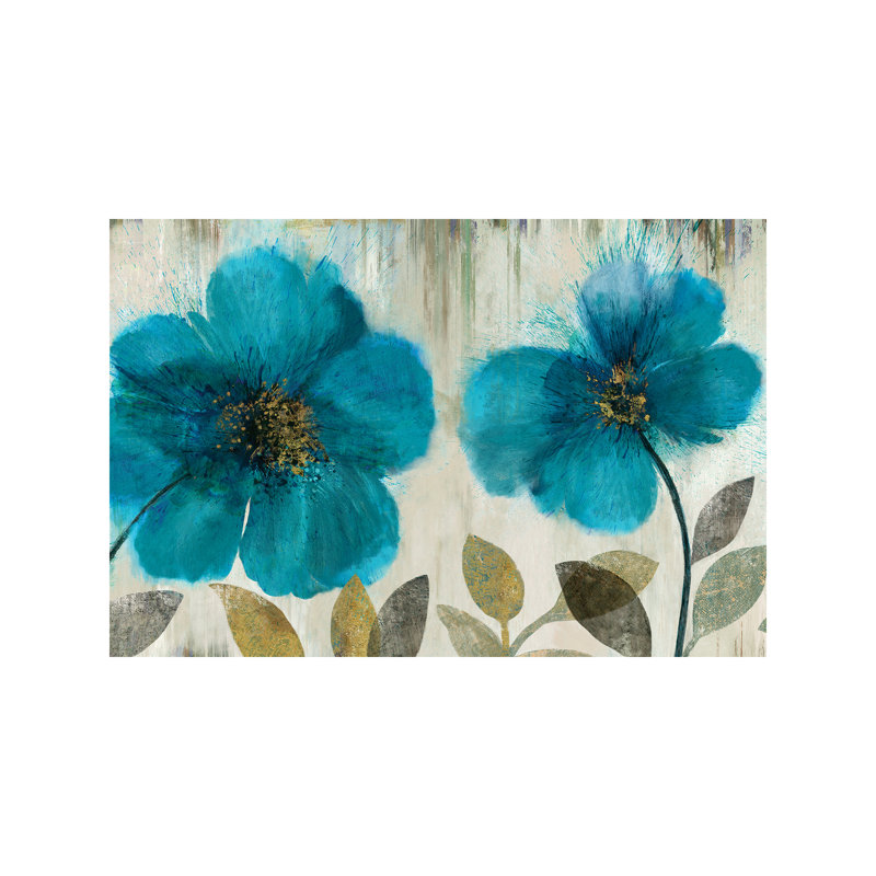 Teal Flowers 1 Piece Painting on Canvas, 101.6 cm H x 66.04 cm W x 1.91 cm D, Wrapped Canvas