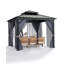 Pavillon de jardin en aluminium avec toit double en polycarbonate, rideaux et filet pour l'extérieur-125455856