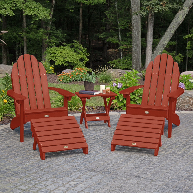 Chaise Adirondack en plastique avec repose-pieds Milaca, Rouge rustique