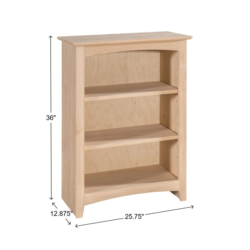 Bibliothèque classique Malani, (3 Shelves) 36"H x 25.75"W x 12.875"D, Unfinished