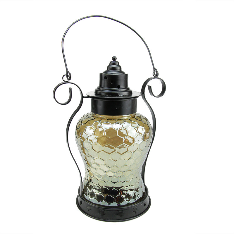 Lanterne porte-bougie en verre 13 po