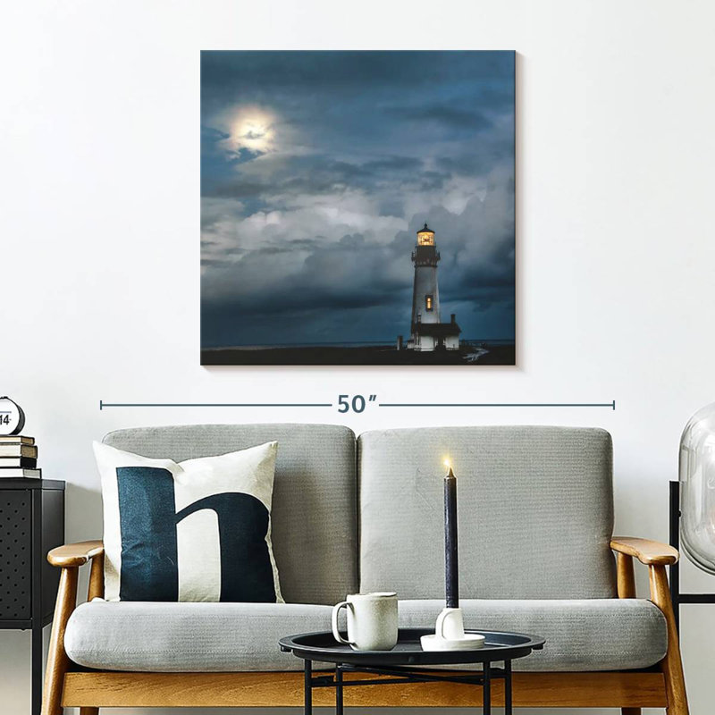 Phare d'Aletra au clair de lune, H 30 po x l 30 po