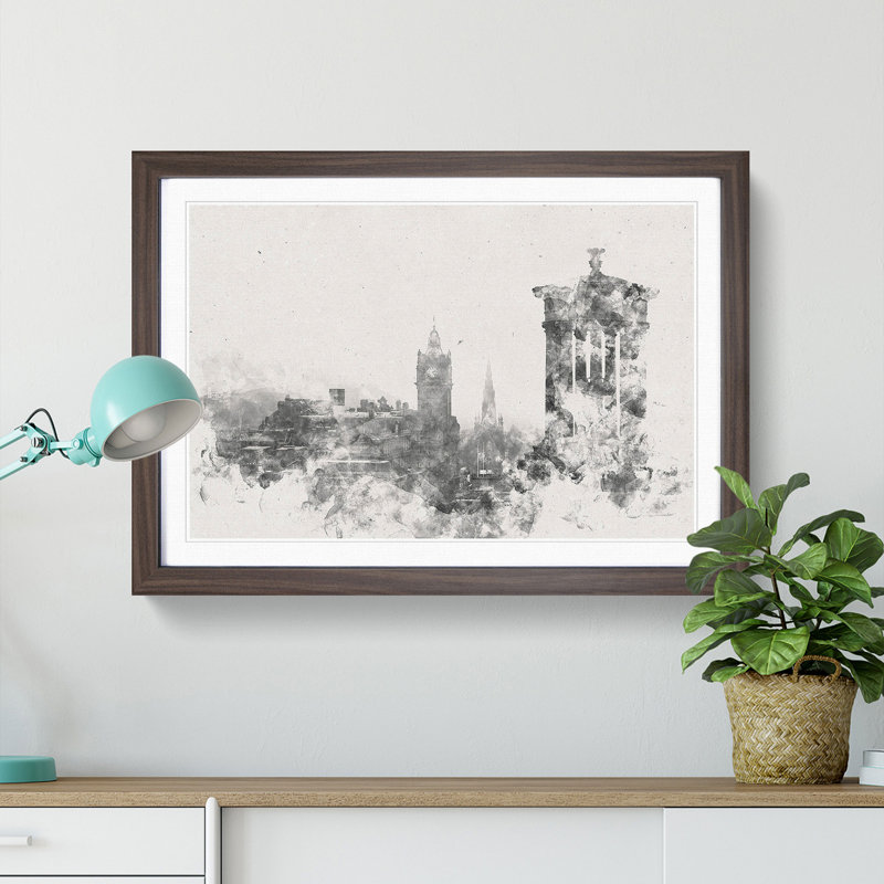 View of Edinburgh Skyline - Framed Print, 62cm H x 87cm W x 2cm D, Walnut Framed