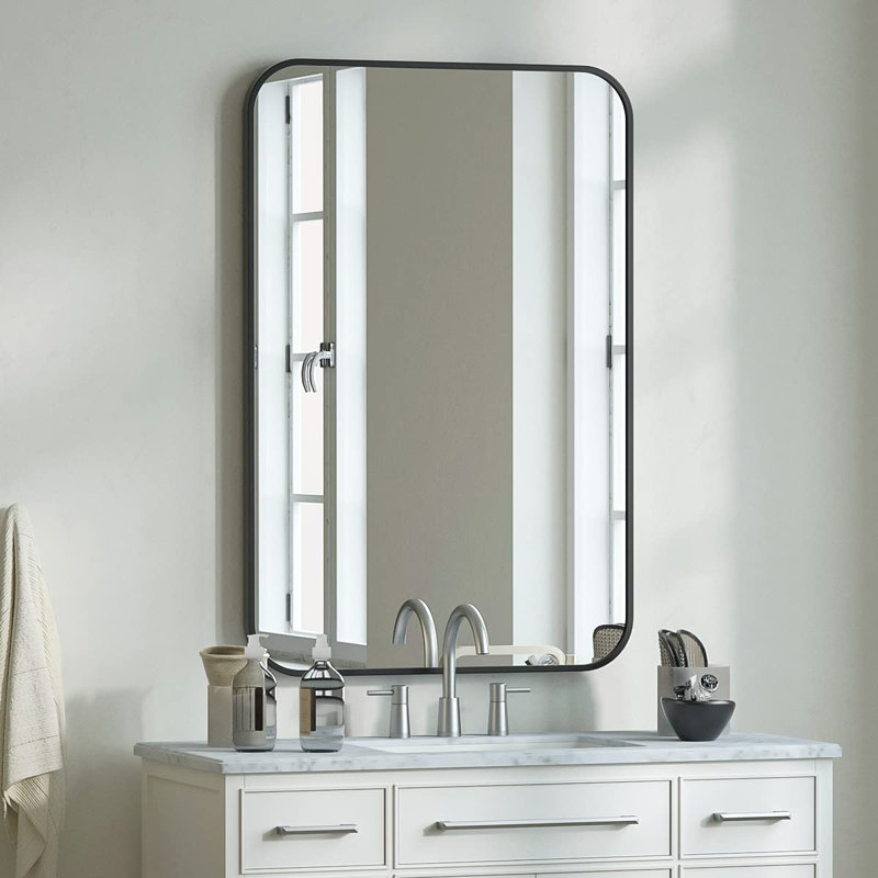 Miroir de salle de bain mural, Noir, 20 po x 28 po