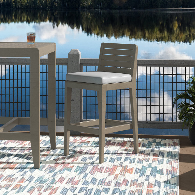 Ojai Acacia Outdoor 30'' Bar Stool with Cushion