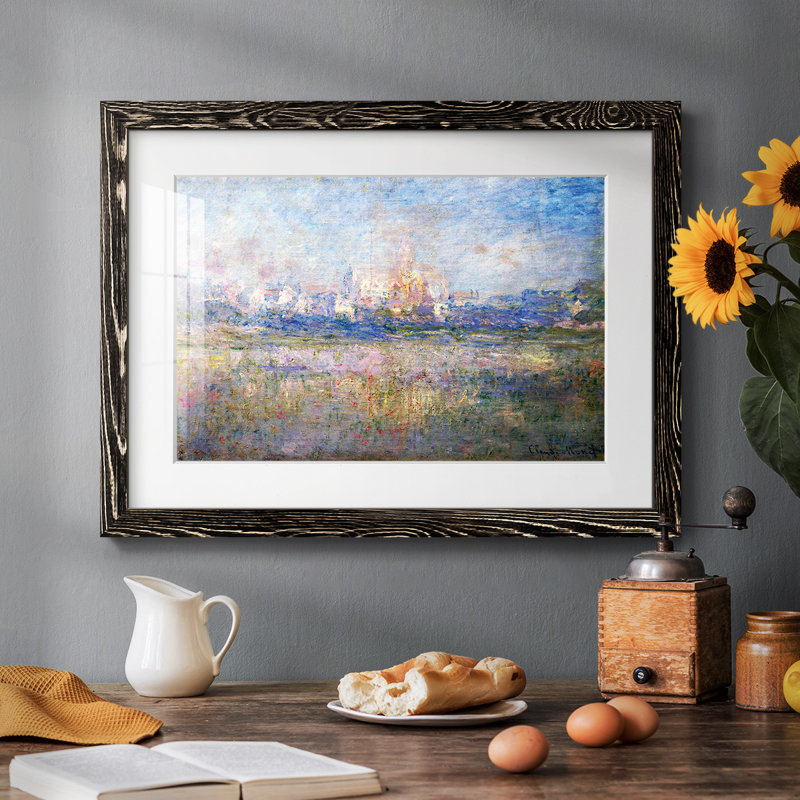 Vétheuil dans le brouillard par Monet - reproduction, Noir, H 22 po x l 32 po x P 1,5 po
