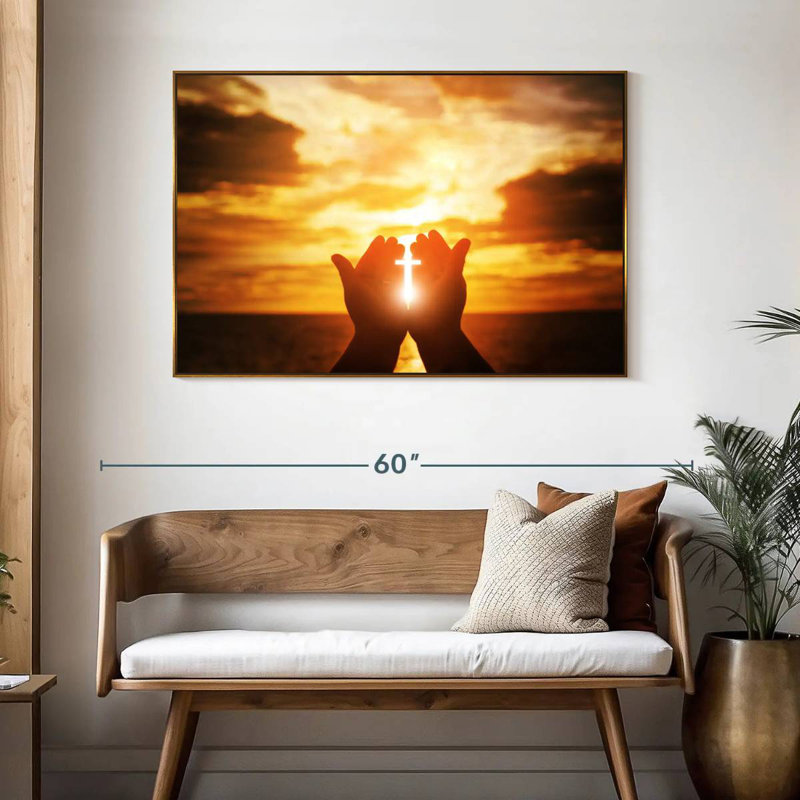 Religion, 46 po x 31 po, Cadre flottant doré