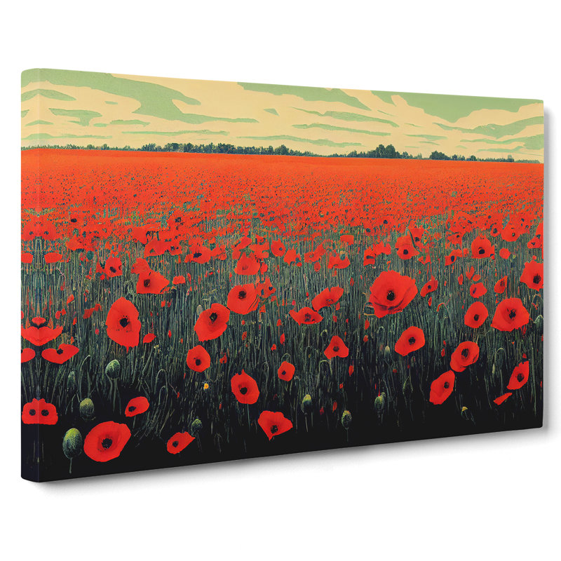 Striking Poppies Flowers - Wrapped Canvas, 40cm H x 60cm W x 3cm D