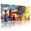 Les enfants de Noël décorent un arbre de Noël avec des cadeaux, ensemble de 3 impressions sur toile-850628439