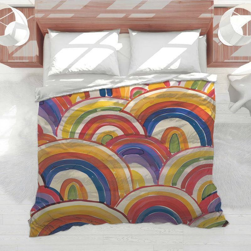 Rainbow Bedding Abstract Comforter Bohemian, Queen