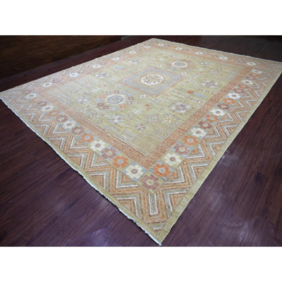 Tapis oriental oriental surdimensionné 11 pi 10 po x 14 pi 6 po Peshawar afghan avec motif Khotan, colorants naturels, noué à la main, pure laine, très grand